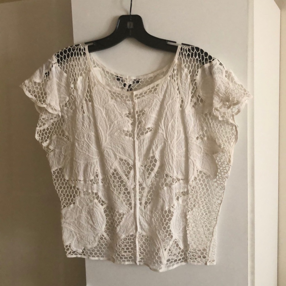Sheer Crochet whiteish oversized top size S fits L